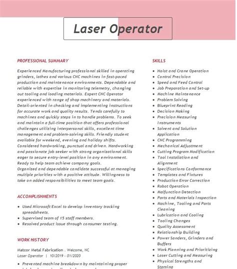 laser operator job description